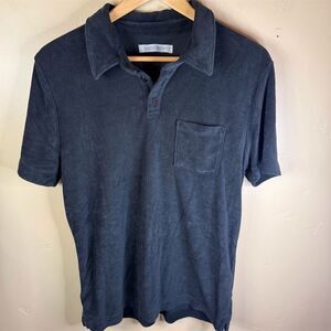 Outerknown Mens Dark Grey‎ Polo Shirt Size S/M Sustainable Organic Cotton Preppy